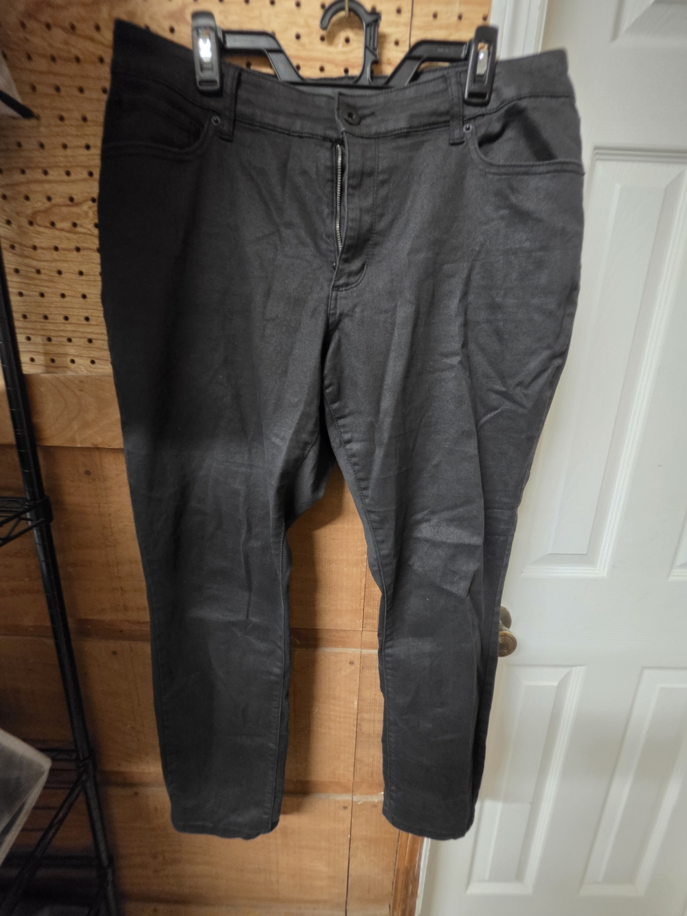Faded Glory Women's Straight Leg Coated Black Jeans